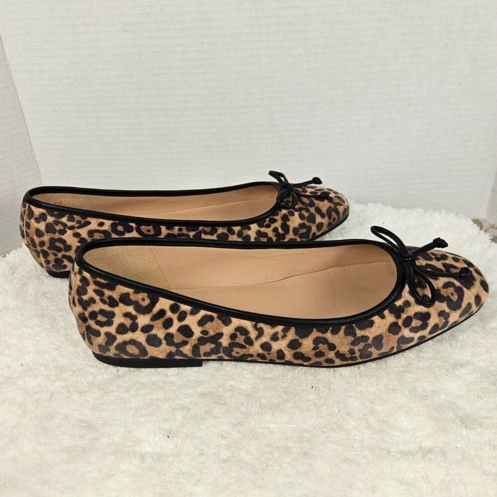 Cole Haan Leopard Print Suede Square Toe Bow Ballet Flats Size 9.5B - Picture 4 of 7